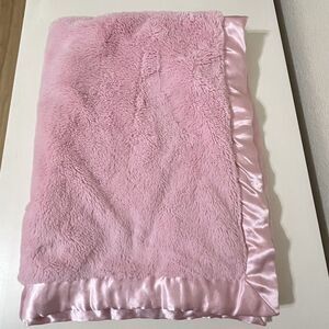 Circo Solid Pink Baby Blanket Plush Satin Trim HTF Lovey Thick Sherpa Target